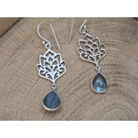 Echt zilveren oorbellen met Labradoriet 